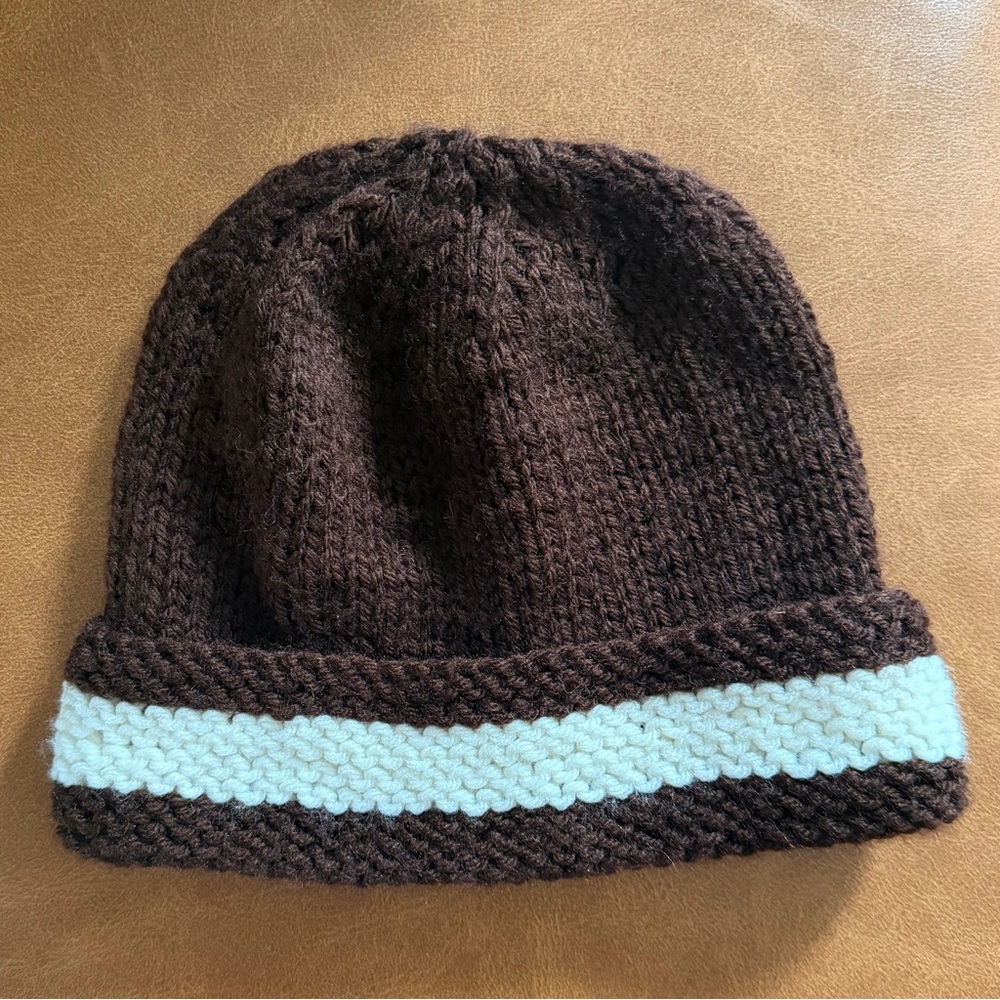 Brown knit beanie